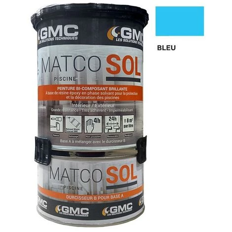 MATCOSOL PISCINE BLEU 13,5L -Résine Epoxy Bi- Composant Grande Résistance Au Chlore-GMC - Bleu 1 MATCOSOL PISCINE BLEU 13,5L -Résine Epoxy Bi- Composant Grande Résistance Au Chlore-GMC - Bleu