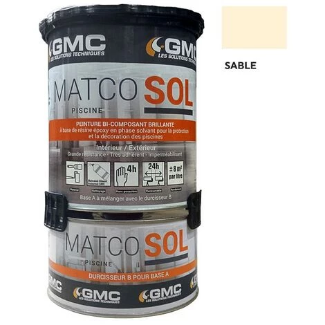 MATCOSOL PISCINE SABLE 13,5L-Résine Epoxy Bi- Composant Grande Résistance Au Chlore-GMC - Sable 1 MATCOSOL PISCINE SABLE 13,5L-Résine Epoxy Bi- Composant Grande Résistance Au Chlore-GMC - Sable