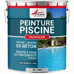 Peinture Piscine Bassin Béton ARCAPISCINE Ciment Décoration Imperméable Bleu Blanc Gris Grise Jaune Sable Noir Vert ARCANE INDUSTRIES Gris Piscine - 10 L