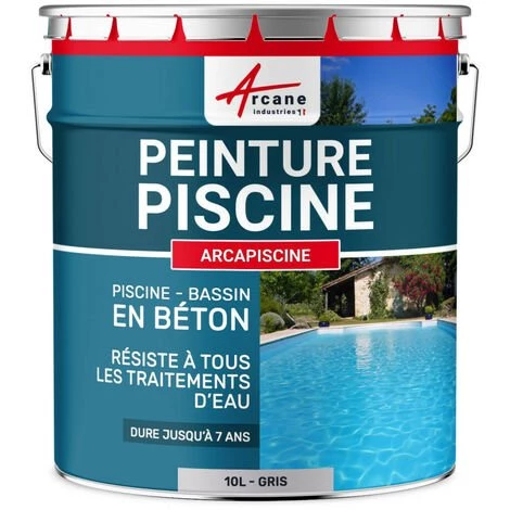 Peinture Piscine Bassin Béton ARCAPISCINE Ciment Décoration Imperméable Bleu Blanc Gris Grise Jaune Sable Noir Vert ARCANE INDUSTRIES Gris Piscine - 10 L 1 Peinture Piscine Bassin Béton ARCAPISCINE Ciment Décoration Imperméable Bleu Blanc Gris Grise Jaune Sable Noir Vert ARCANE INDUSTRIES Gris Piscine - 10 L