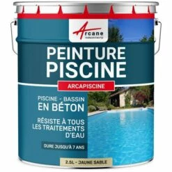 Peinture Piscine Bassin Béton ARCAPISCINE Ciment Décoration Imperméable Bleu Blanc Gris Grise Jaune Sable Noir Vert ARCANE INDUSTRIES Jaune Sable Ral 1002 - 2.5 L