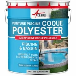 Peinture Piscine Coque Polyester - Peinture Hydrofuge / Imperméabilisante Piscine Et Bassin ARCANE INDUSTRIES Gris Clair Piscine (Ral 7035) - 5 Kg (jusqu'à 15m² Pour 2 Couches) - Gris Clair Piscine (Ral 7035)