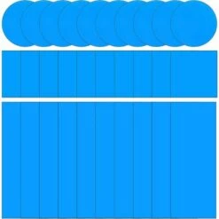 HEGUYEY 30 Pièces Patchs De Réparation PVC Auto-Adhésifs, Patch De Doublure De Piscine En Vinyle Caoutchoucs De Réparation De Bateau Pour Couleur Bleue, Formes Carrées, Rectangulaires Et Rondes