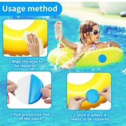 SLBRILLèRE 20pcs Patchs De Réparation Piscine Auto-Adhésifs PVC Patch De Doublure De Piscine Rustine Piscine Gonflable Inflatable Pool Repair Patches Outil De Réparation Kayak,Jouets Gonflables Aquatique -Entretien de piscine Soldes Magasin 64707059 3